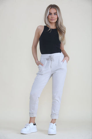 Drawstring Jogger Pants Elasticated Waist, Two Pocket, Magic Trouser