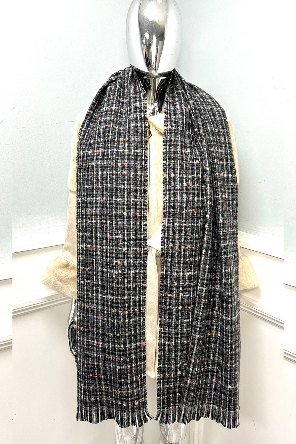 Textured Tweed-Style Long Scarf