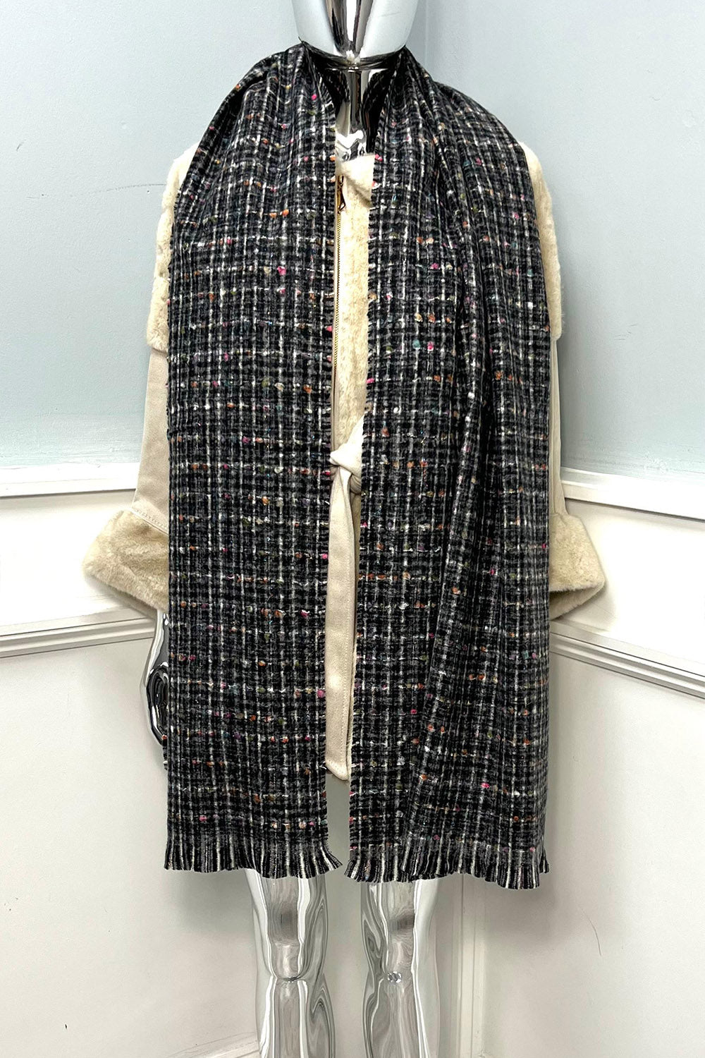 Textured Tweed-Style Long Scarf