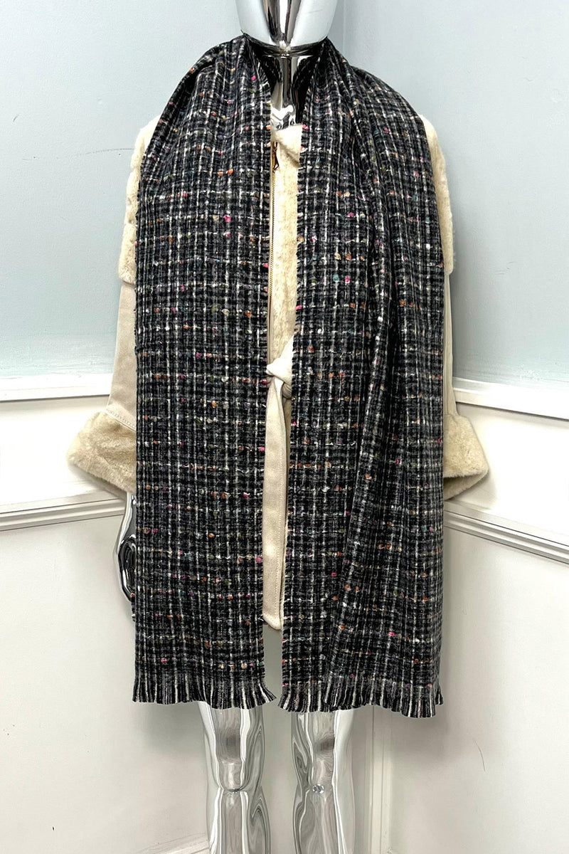 Textured Tweed-Style Long Scarf
