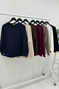 Golden Button Detailed Hem, 100% Viscose Top
