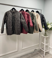 Zip Through, Two Pocket Quilted Bomber Jacket