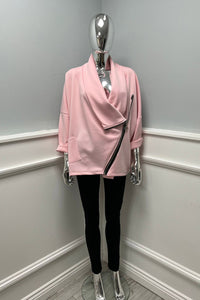 Cowl Neck, Zip Through & Pocket Detailed, Scuba Top