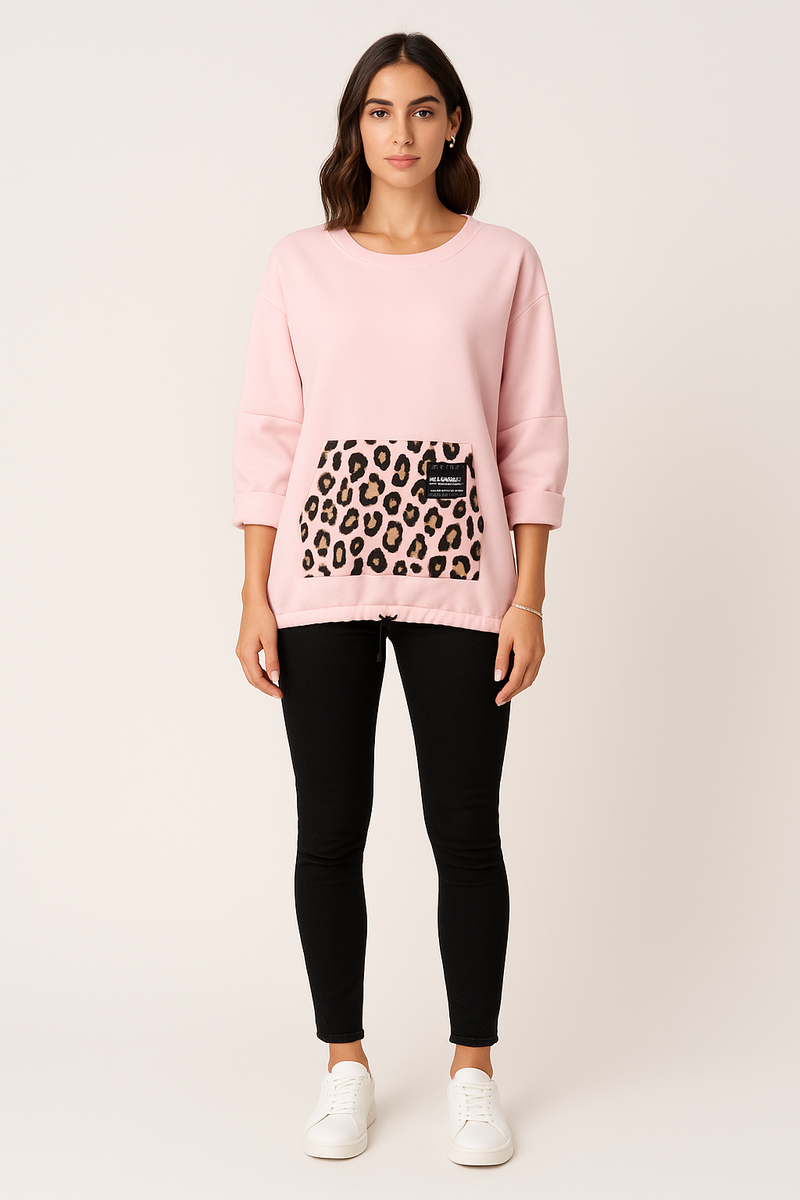 Round Neck, Pocket & Drawstring Back Detailed, 100% Viscose, Oversized High Low Top.