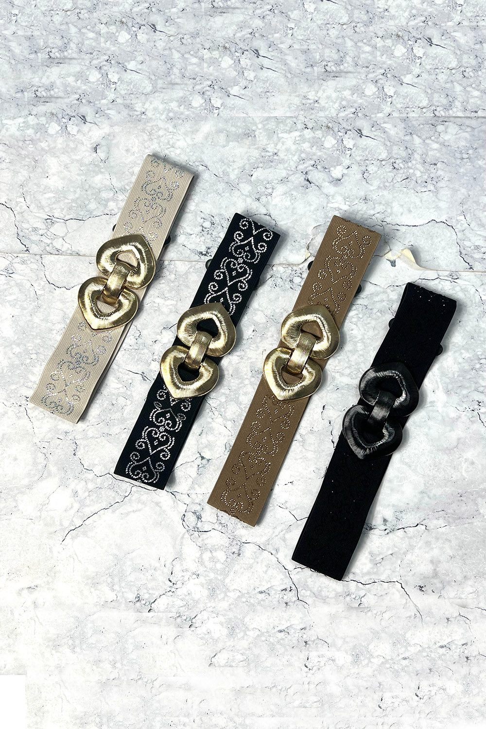 Embellished Stretch Belt with Metal Clasp