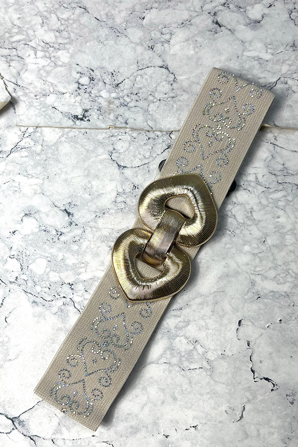 Embellished Stretch Belt with Metal Clasp