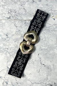 Embellished Stretch Belt with Metal Clasp