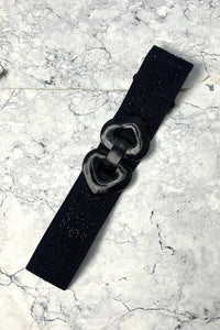 Embellished Stretch Belt with Metal Clasp
