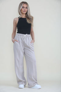 Elasticated Waist, Drawstring Detailed, Two Pocket Wide Leg Trouser