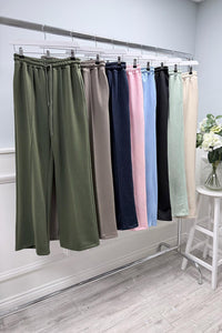 Elasticated Waist, Drawstring Detailed, Two Pocket Wide Leg Trouser