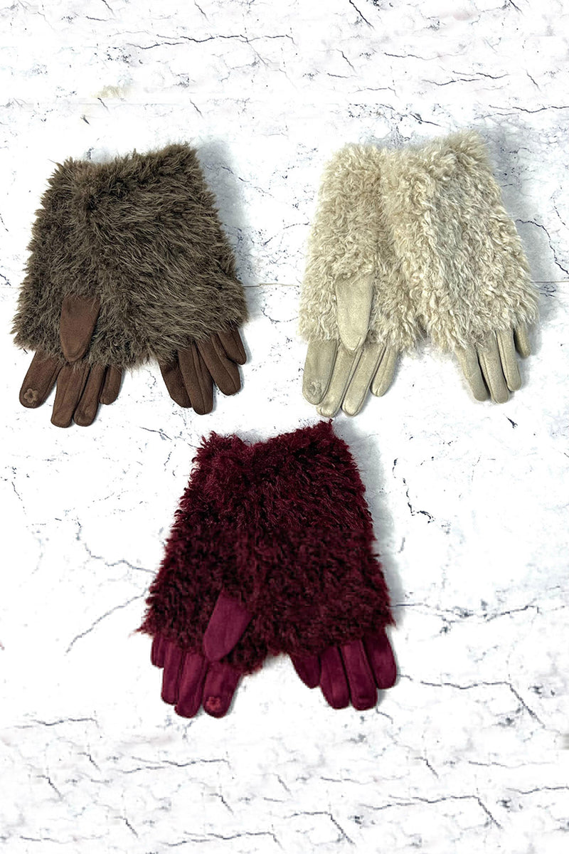 Faux-Fur Textured Winter Gloves