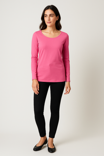 Round Neck, Double Layered, 100% Viscose Top