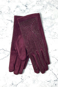 Studded Suede Winter Gloves