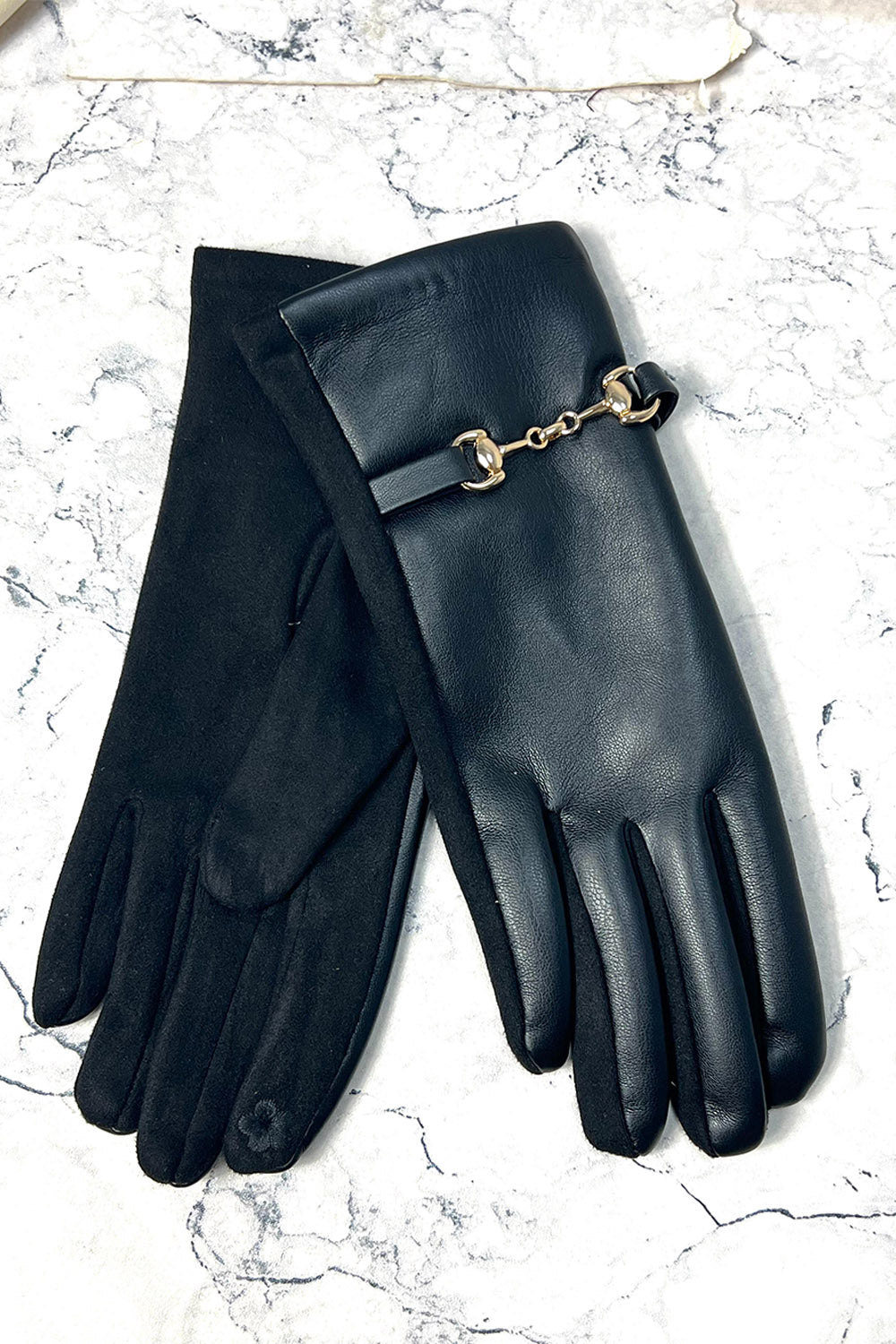 Bit-Detail Faux-Leather Winter Gloves 1698