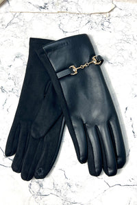 Bit-Detail Faux-Leather Winter Gloves 1698