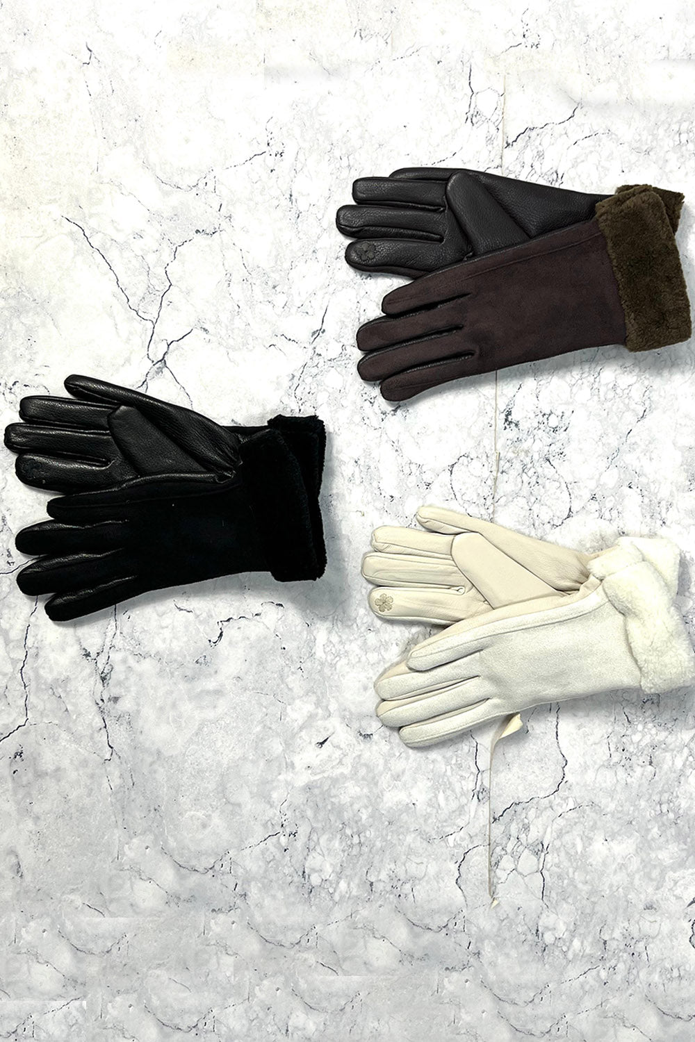 Faux-Fur Cuff Suede Winter Gloves 1797