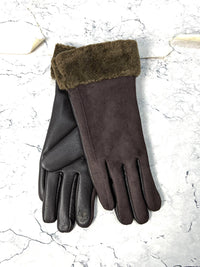 Faux-Fur Cuff Suede Winter Gloves 1797