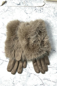 Faux fur trim gloves