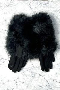 Faux fur trim gloves