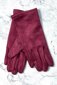Studded Suede Winter Gloves