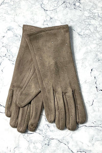 Studded Suede Winter Gloves
