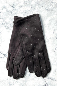 Studded Suede Winter Gloves