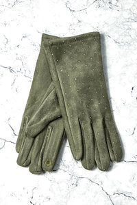 Studded Suede Winter Gloves