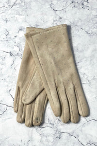 Studded Suede Winter Gloves