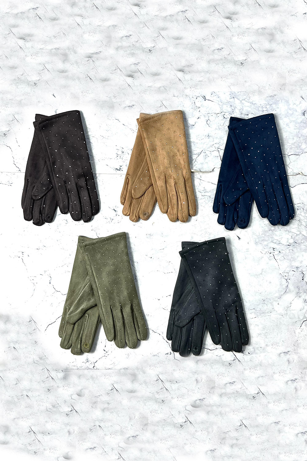 Studded Suede Winter Gloves