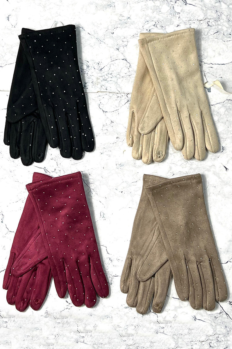 Studded Suede Winter Gloves
