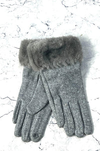 Faux-Fur Cuff Sparkle Winter Gloves