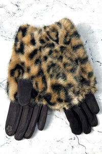 Leopard Faux-Fur Winter Gloves