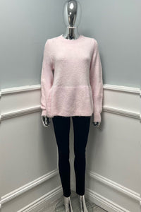 Round Neck, Button Back Detailed, Lana Wool, 20% Alpaca, Acrylic & Nylon Knitted, Frill Hem Jumper.