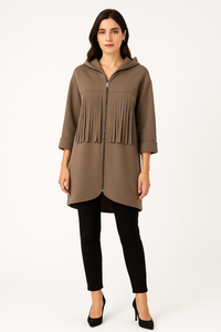 Tessel Front Detailed, Two Pocket High Low Hoodie
