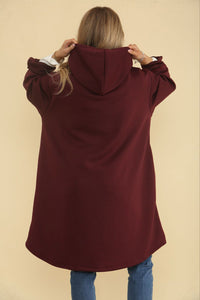 Tessel Front Detailed, Two Pocket High Low Hoodie