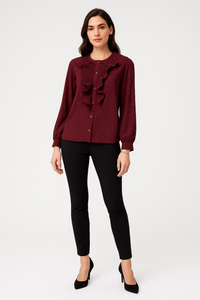 Button Through, Frill Detailed Top