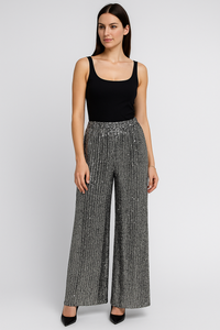 Elasticated Waist Wide Leg Lined Sequin Trouser.