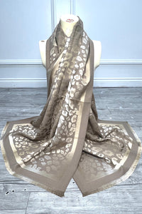 Metallic Leopard Border Scarf