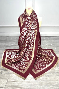Metallic Leopard Border Scarf