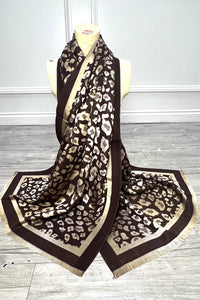 Metallic Leopard Border Scarf