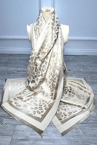 Metallic Leopard Border Scarf