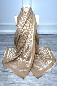 Metallic Leopard Border Scarf