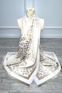 Metallic Leopard Border Scarf