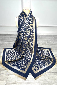 Metallic Leopard Border Scarf