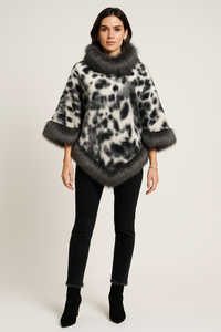Fur Neck & Hem Detailed Poncho
