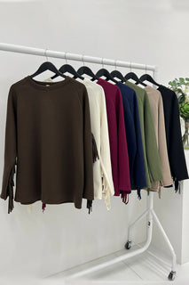 Round Neck, Tessel Detailed Back, Scuba Top