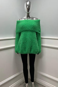 Off The Shoulder, Acrylic & Polymide Knitted Jumper