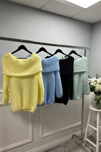 Off The Shoulder, Acrylic & Polymide Knitted Jumper