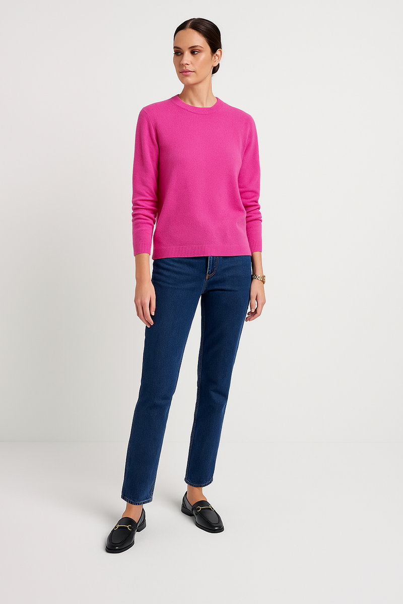 Round Neck, Acrylic & Nylon Knitted Jumper