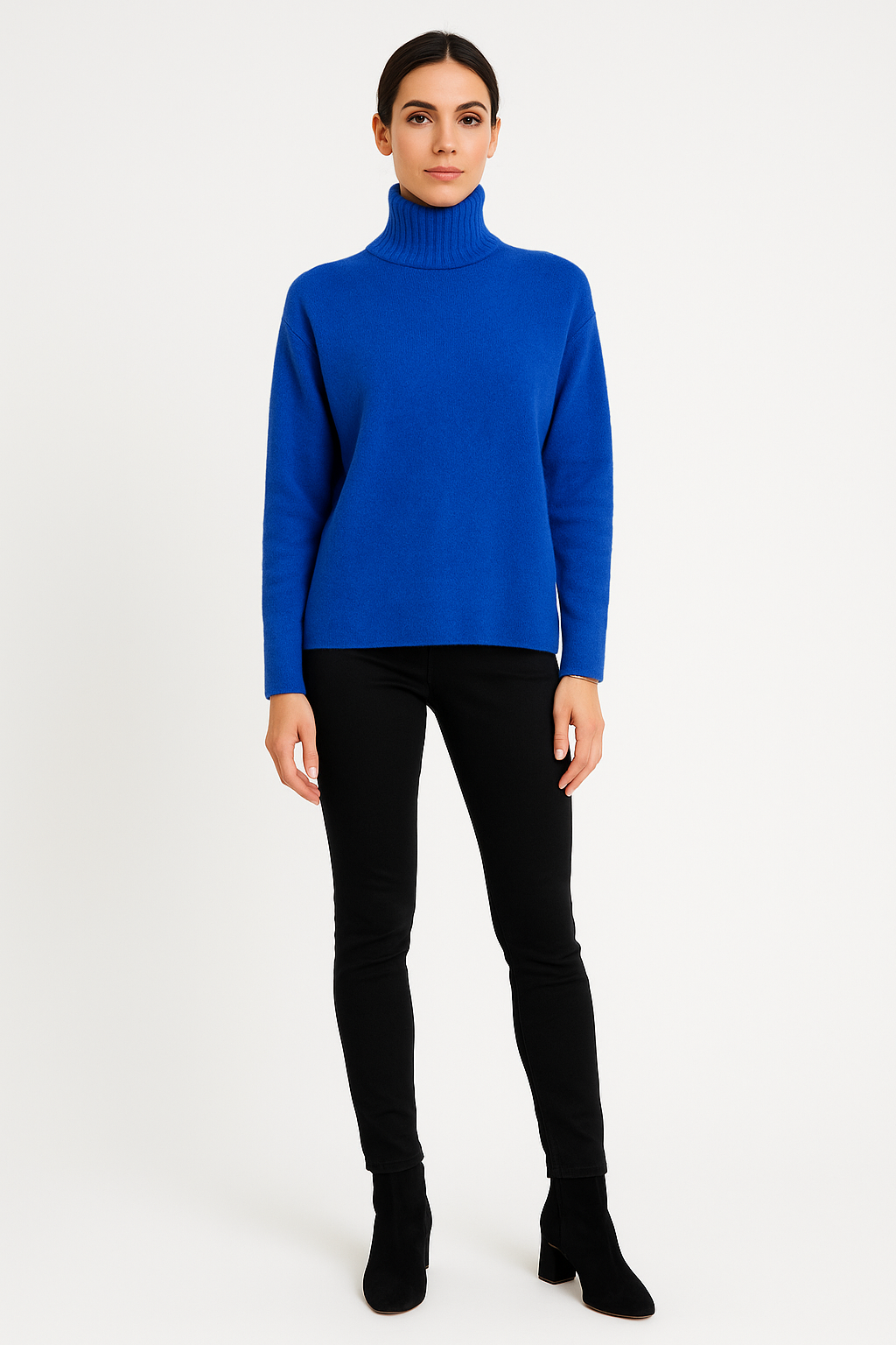 Ribbed High Neck, Acrylic & Nylon Knitted Jumper
